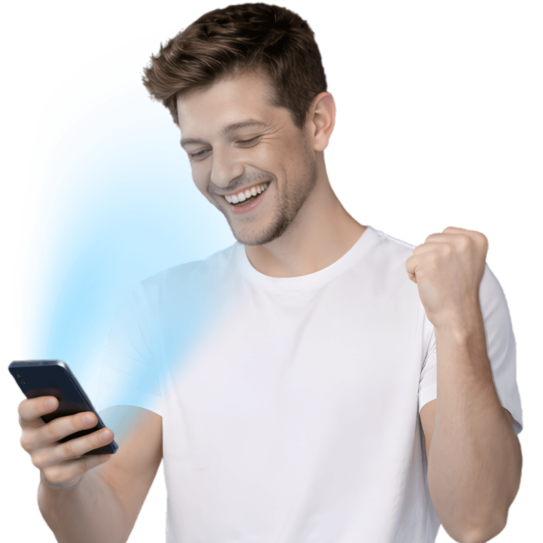 Homem usando o app Novasell