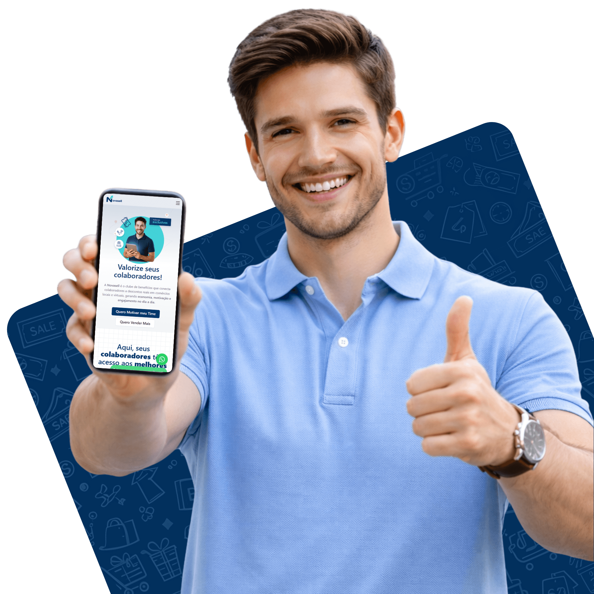 Gestor usando o app Novasell